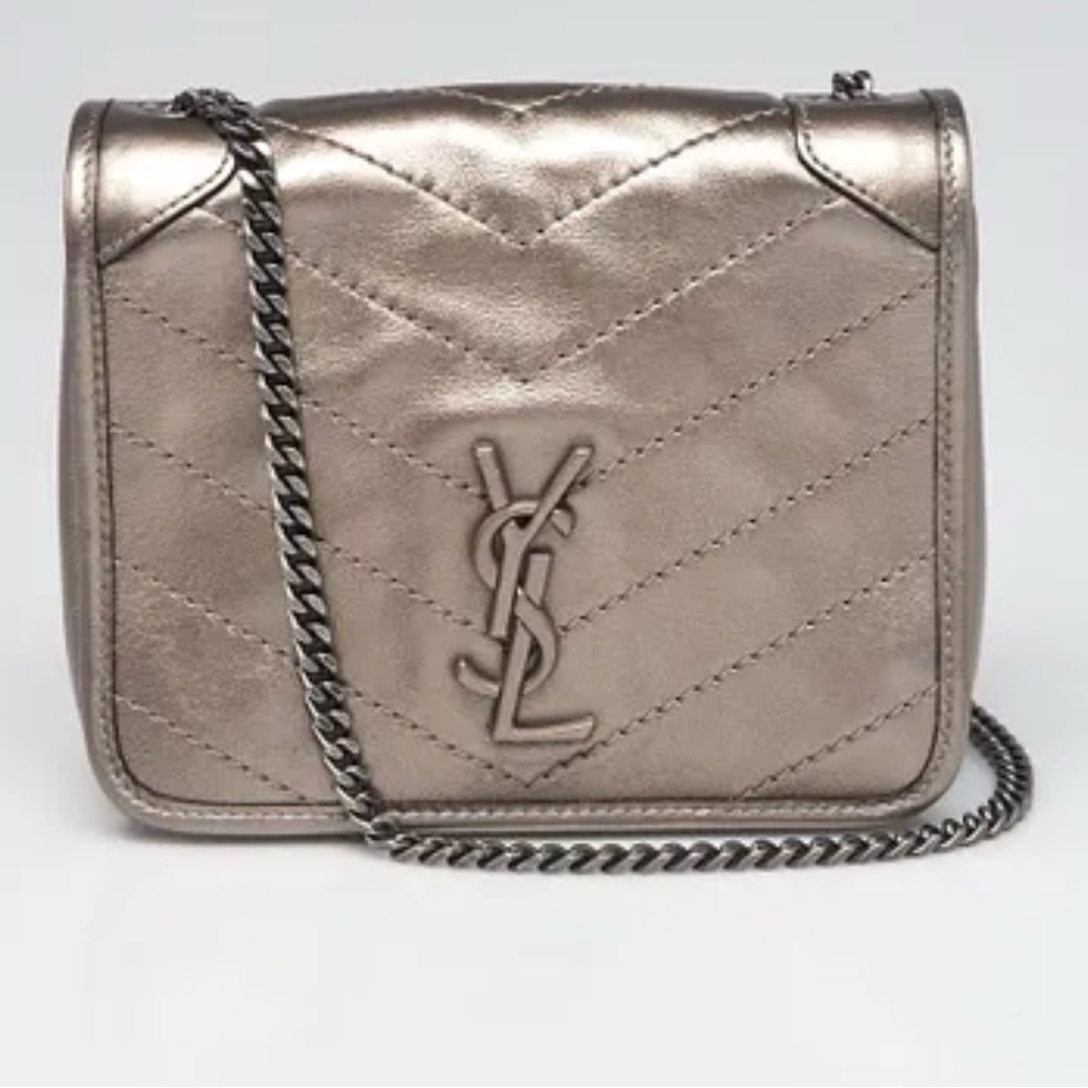 Saint Laurent Niki wallet on chain in metallic like new
